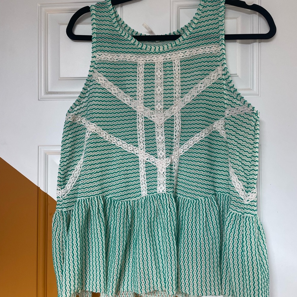 Free people peplum sheer crochet tank